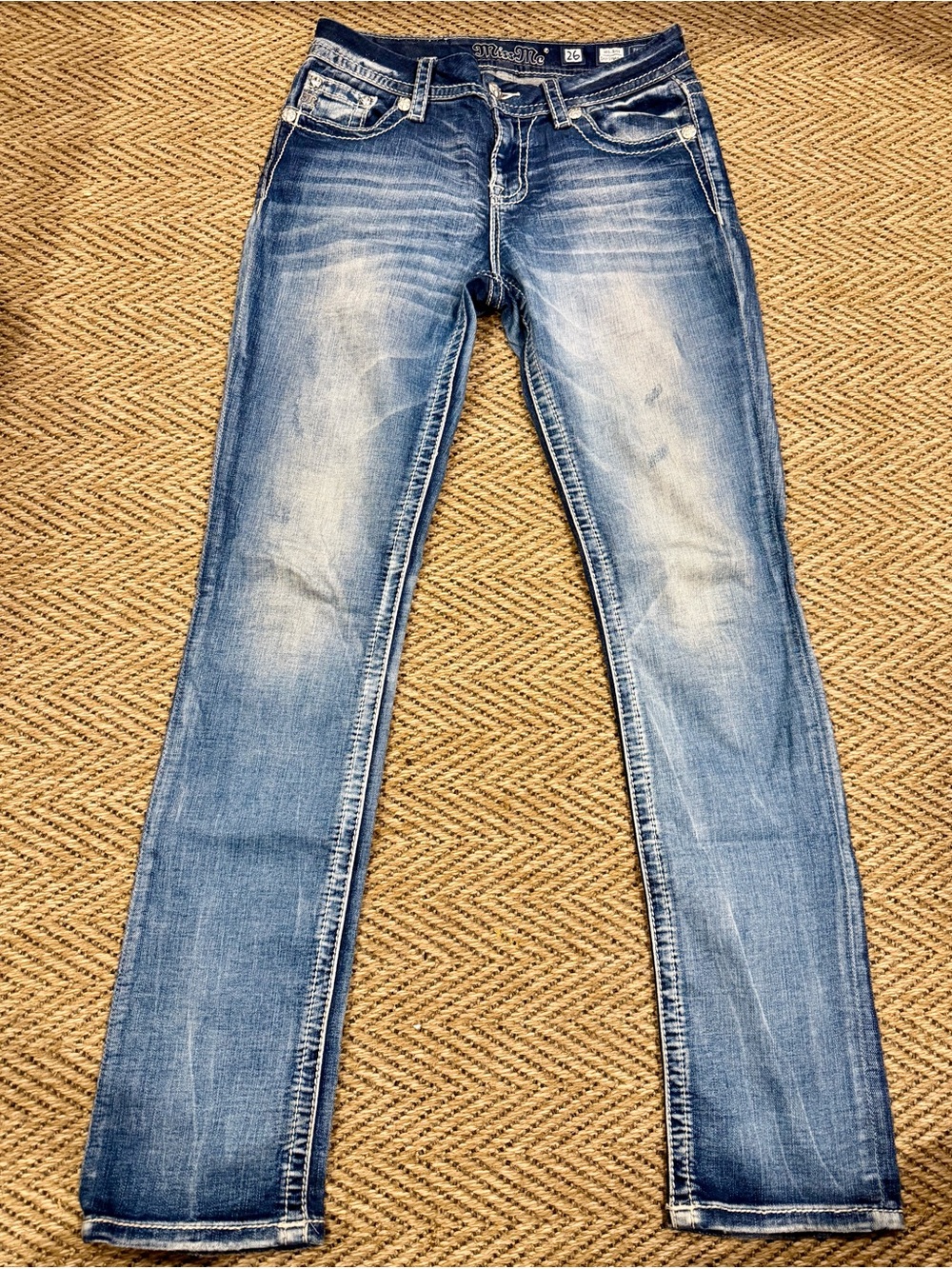 Miss Me Skinny Jeans in Light Blue Faded Wash